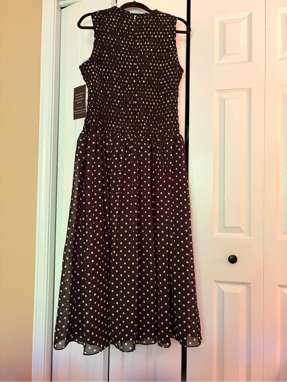 Endless Rose Black Midi Dress with White Polka Dots - Picture 2 of 8